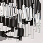 Люстра круглая из матового черного металла с подвесками из прозрачных стеклянных трубок Noir Tubes варинант исполнения - 5 | Loft Concept в Омске