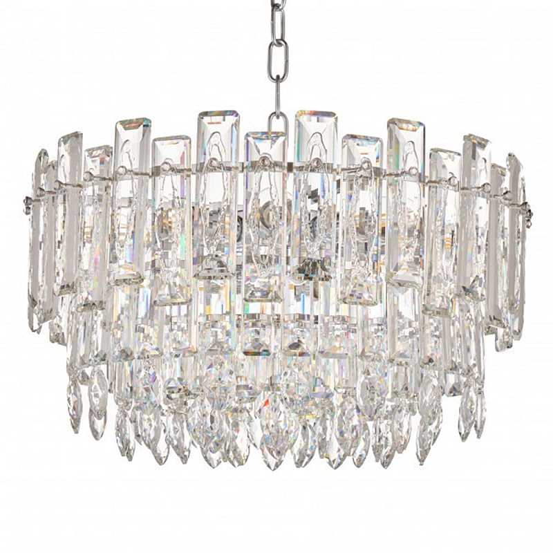 Круглая люстра с хрустальными подвесками на серебряном каркасе Gorgeous Crystal Light Хром Прозрачный Круглая люстра с хрустальными подвесками на серебряном каркасе Gorgeous Crystal Light Хром Прозрачный в Омске | Loft Concept