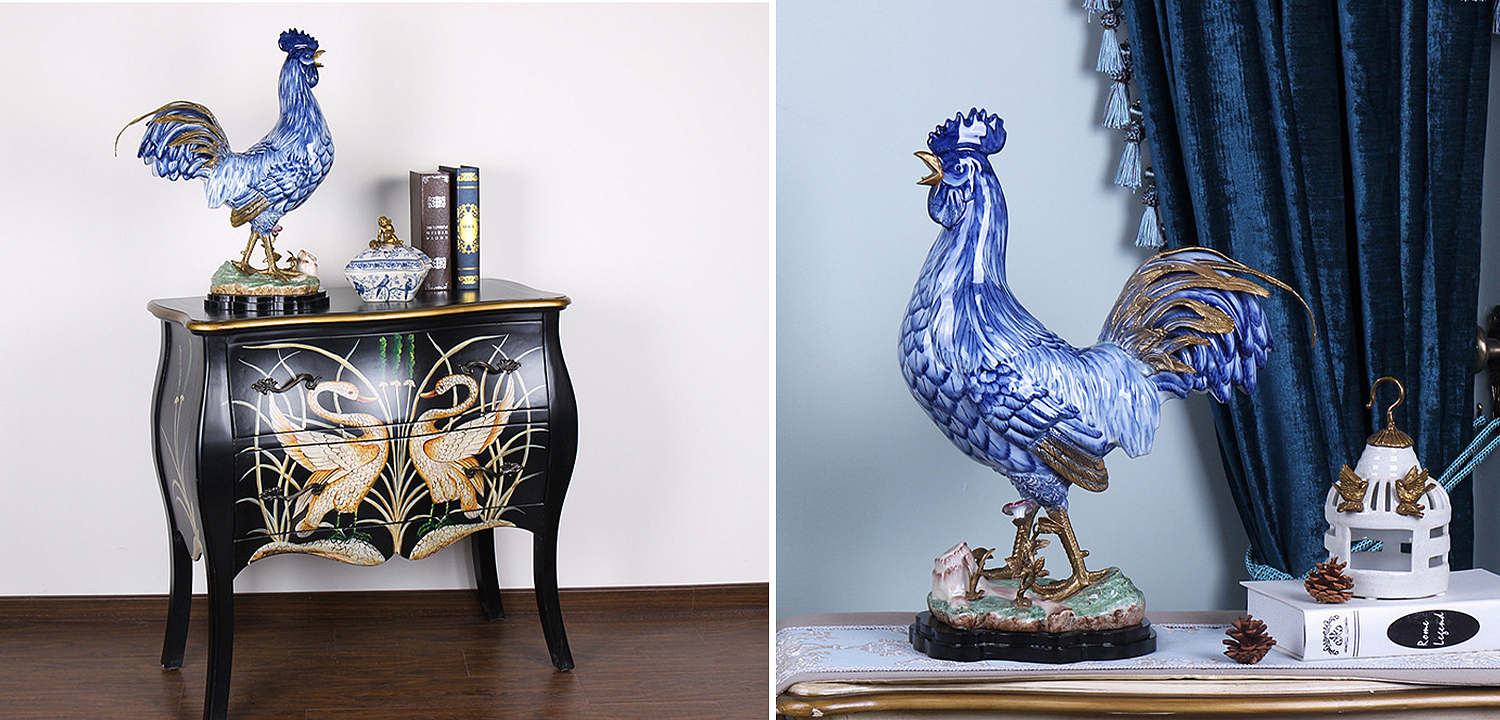 Статуэтка для интерьера фарфоровый Петух синий - Loft-Concept в Омске
