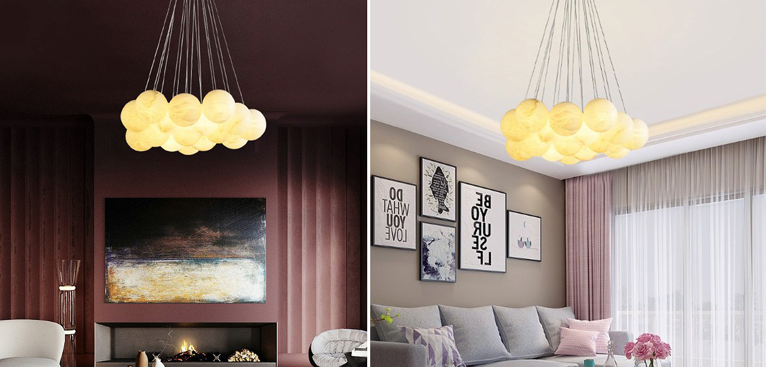 Каскадный Cветильник 16 Шариков из натурального мрамора Marble Balls Lamp Каскадный Cветильник 16 Шариков из натурального мрамора Marble Balls Lamp - Loft-Concept в Омске
