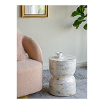 Приставной столик с мозаичным рисунком из раковин устриц Bone Inlay варинант исполнения - 6 | Loft Concept в Омске