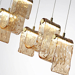 Подвесной светильник линейный с плафонами волнистой формы из фактурного стекла Big Wave варинант исполнения - 10 | Loft Concept в Омске