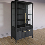 Витрина Primo со стеклянными фасадами и буфетом шпон Черный дуб варинант исполнения - 3 | Loft Concept в Омске