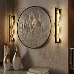 Бра вертикальное черного цвета с золотыми кругами и квадратами Gravyura варинант исполнения - 6 | Loft Concept в Омске