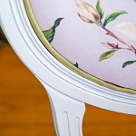 Стул светло-серый из натурального бука с изображением птиц и цветов Blooming Red Birds варинант исполнения - 2 | Loft Concept в Омске