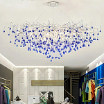 Люстра овальная с синими стеклянными подвесками в форме капель FAIRYTREE Light варинант исполнения - 4 | Loft Concept в Омске