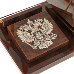 Настольный письменный набор с часами в виде пирамиды из природного камня обсидиана Pyramid of Time варинант исполнения - 3 | Loft Concept в Омске