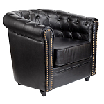 Кресло кожаное с мягкими подлокотниками на 4-х деревянных ножках Logan Leather Armchair black варинант исполнения - 1 | Loft Concept в Омске