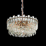 Круглая люстра с хрустальными подвесками на золотистом каркасе Gorgeous Crystal Light варинант исполнения - 6 | Loft Concept в Омске