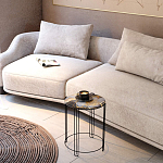 Стол журнальный круглый со столешницей из стекла Gold and Black Marble варинант исполнения - 5 | Loft Concept в Омске