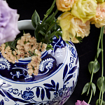 Ваза округлой формы с бело-синим цветочным орнаментом Blue & White Ornament  варинант исполнения - 3 | Loft Concept в Омске