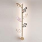 Бра с золотистой вертикальной трубкой и декоративными прозрачными листьями из стекла Sylva  варинант исполнения - 2 | Loft Concept в Омске