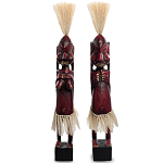 Комплект из 2-х деревянных статуэток Asmat Straw Headdress Statuettes Red варинант исполнения - 5 | Loft Concept в Омске