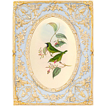 Декоративный постер с изображением птиц в раме с рельефным растительным узором Blooming Birds Poster варинант исполнения - 9 | Loft Concept в Омске