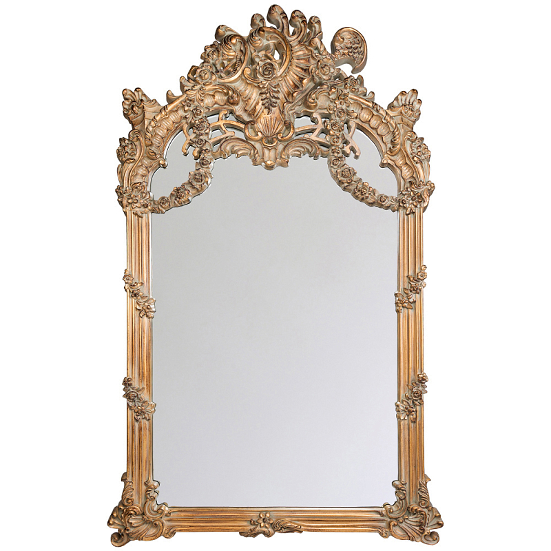 Зеркало настенное в ажурной раме с эффектом старины Classic Ornament Mirror Светло-коричневый  в Омске | Loft Concept 