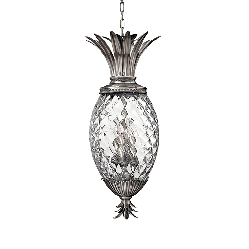  Подвесной светильник в форме ананаса с граненым стеклянным плафоном Hinkley Никель Прозрачное Стекло в Омске | Loft Concept 