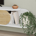 ТВ-тумба подвесная белая с полкой и откидной дверцей цвета древесины TONE TV STAND WHITE варинант исполнения - 4 | Loft Concept в Омске