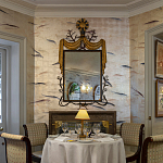 Обои ручная роспись Fishes Blue Pearl on Tarnished Silver gilded silk with pearlescent antiquing варинант исполнения - 6 | Loft Concept в Омске