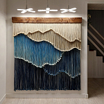 Текстильный Арт-объект на стену ручной работы из веревок Blue Mountains варинант исполнения - 2 | Loft Concept в Омске