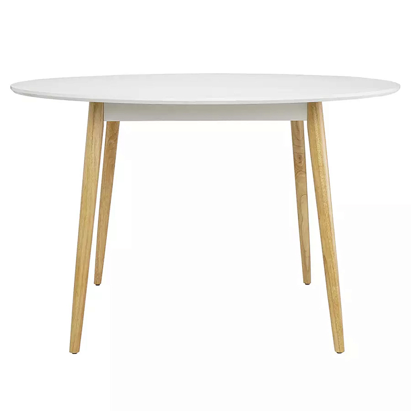 Круглый обеденный стол на 4-х ножках Round Dining Table Mateo Черный Белый в Омске | Loft Concept 