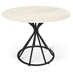 Стол обеденный с круглой керамической столешницей песчаного цвета Sand Ceramics варинант исполнения - 1 | Loft Concept в Омске