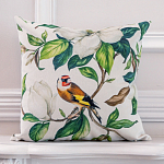 Декоративная подушка бежевая с изображением птица в саду Blooming Birds варинант исполнения - 2 | Loft Concept в Омске
