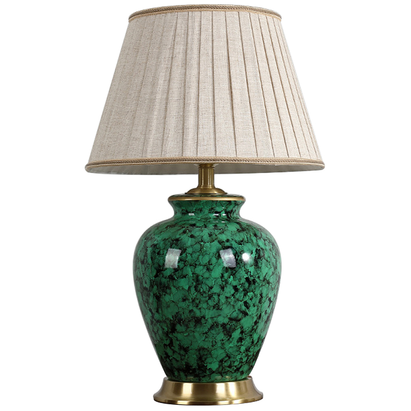 Настольная лампа с абажуром Beige Green Malachite Lampshade Зеленый Золотой Серый Настольная лампа с абажуром Beige Green Malachite Lampshade Зеленый Золотой Серый в Омске | Loft Concept