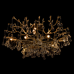 Потолочная люстра в виде ветвей деревьев золотого цвета с прозрачными подвесками-каплями Droplet Chandelier варинант исполнения - 4 | Loft Concept в Омске