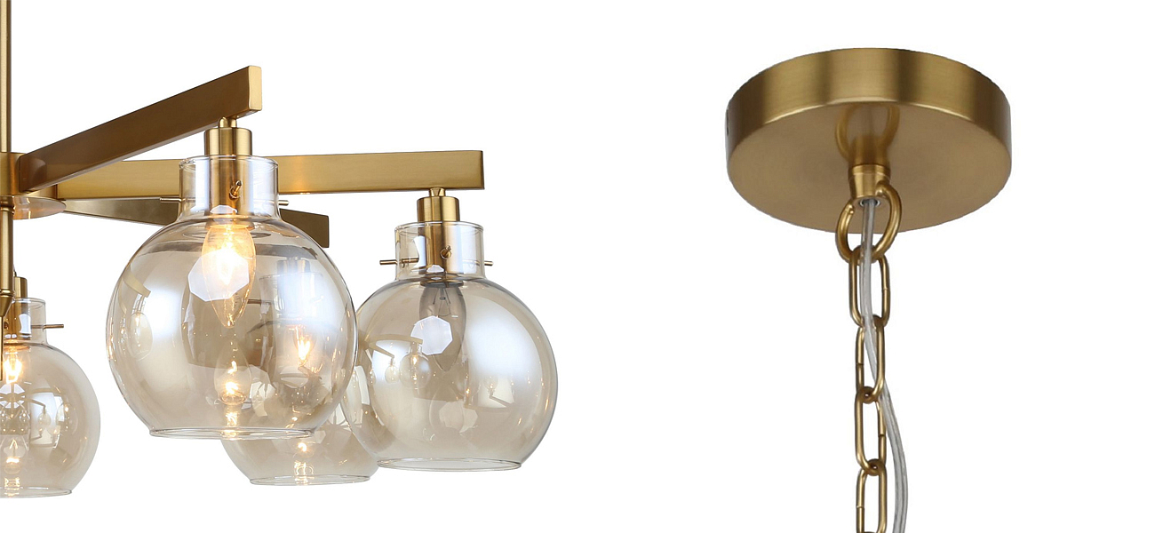 Люстра с плафонами коньячного цвета Carmella Globe Brass Люстра с плафонами коньячного цвета Carmella Globe Brass - Loft-Concept в Омске