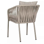 Стул серо-бежевый с декоративным плетением на спинке и подлокотниках Chair Weave варинант исполнения - 5 | Loft Concept в Омске