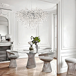 Люстра подвесная с прозрачными стеклянными подвесками в форме капель Диаметр 80 см Droplet Chandelier варинант исполнения - 11 | Loft Concept в Омске