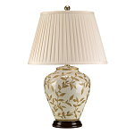 Настольная лампа с фарфоровым основанием бежевого цвета с рисунком и плиссированным абажуром на темной подставке Elstead Lighting варинант исполнения - 6 | Loft Concept в Омске