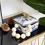 Фарфоровая шкатулка с бронзовой стрекозой Blue and White варинант исполнения - 7 | Loft Concept в Омске