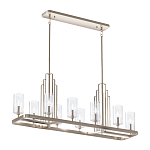 Люстра прямоугольная цвета латунь с прозрачными рифлеными цилиндрическими плафонами Kichler варинант исполнения - 11 | Loft Concept в Омске
