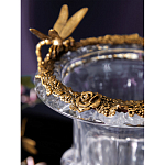 Ваза из прозрачного стекла на бронзовой подставке с ободком и ручками в виде стрекоз Eden Garden варинант исполнения - 5 | Loft Concept в Омске