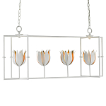 Люстра белая прямоугольная с абажурами в виде цветков тюльпана White Tulips варинант исполнения - 2 | Loft Concept в Омске