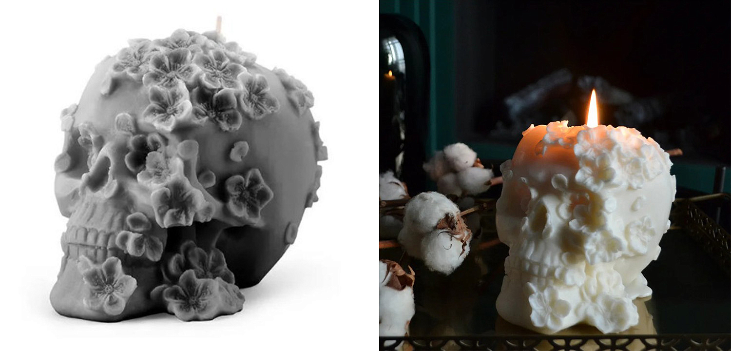 Свеча Gray Flowers Skull Свеча Gray Flowers Skull - Loft-Concept в Омске