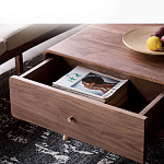 Кофейный стол из дерева с ящиком и нишей для хранения Coffee Walnut Table варинант исполнения - 7 | Loft Concept в Омске