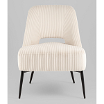 Кресло лаунж Бостон велюр рельефный молочный на черных ножках варинант исполнения - 4 | Loft Concept в Омске