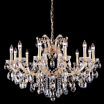 Люстра подвесная с 12-ю лампочками и прозрачными хрустальными подвесками на основании золотого цвета Crystal lamps варинант исполнения - 1 | Loft Concept в Омске