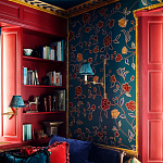 Обои с вышивкой ручной работы Flora Rio colourway on Liso Pine wool sateen варинант исполнения - 1 | Loft Concept в Омске