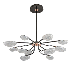 Люстра черного цвета с 12-ю прозрачными плафонами овальной формы Iona chandelier