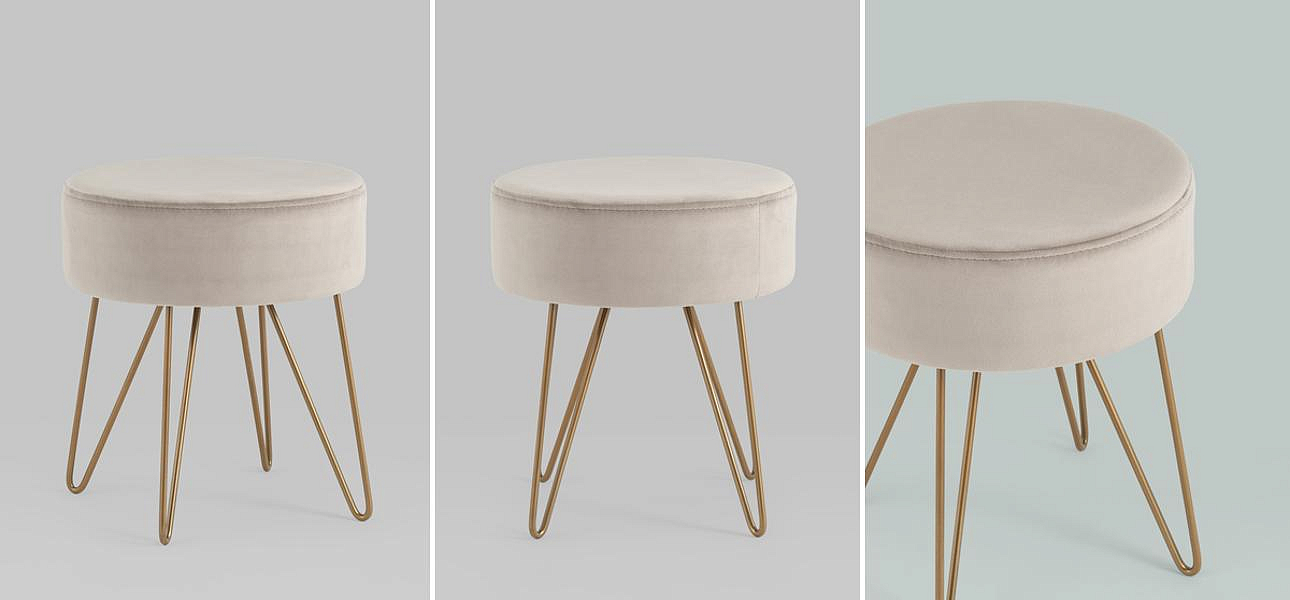 Пуф бежевый велюр Elegant Juliet   - Loft-Concept в Омске