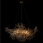 Подвесная люстра в виде ветвей деревьев золотого цвета с прозрачными подвесками-каплями 10 и 14 ламп Droplet Chandelier варинант исполнения - 2 | Loft Concept в Омске