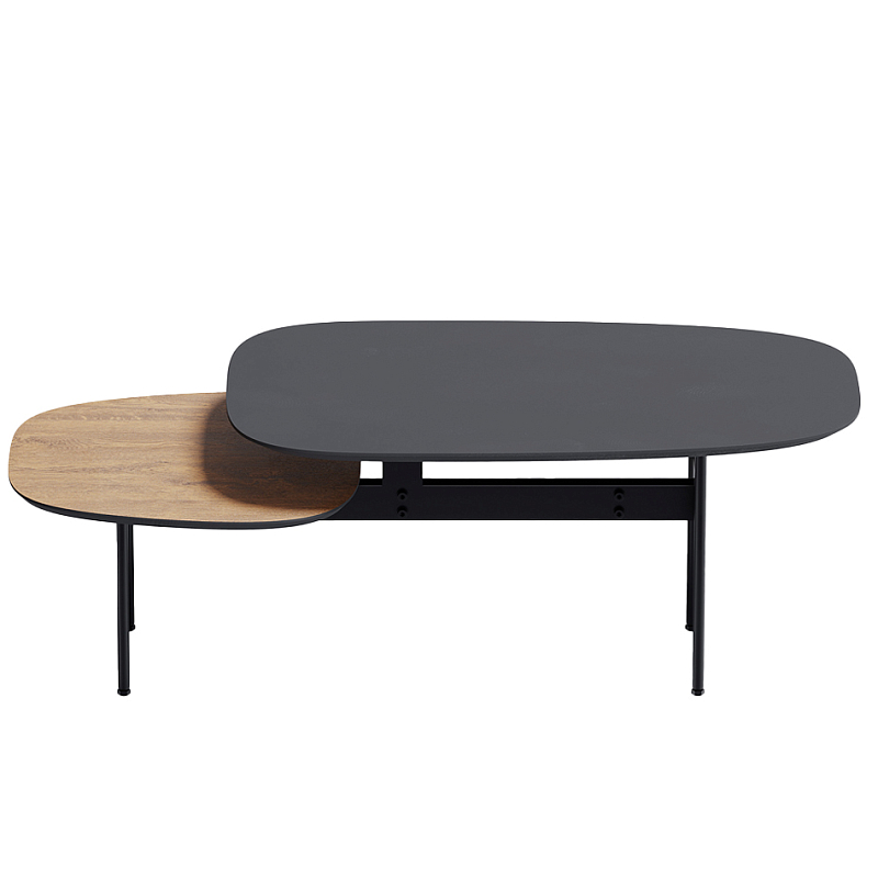 Step журнальный столик из натурального дуба и металла Черный Светлый дуб в Омске | Loft Concept 