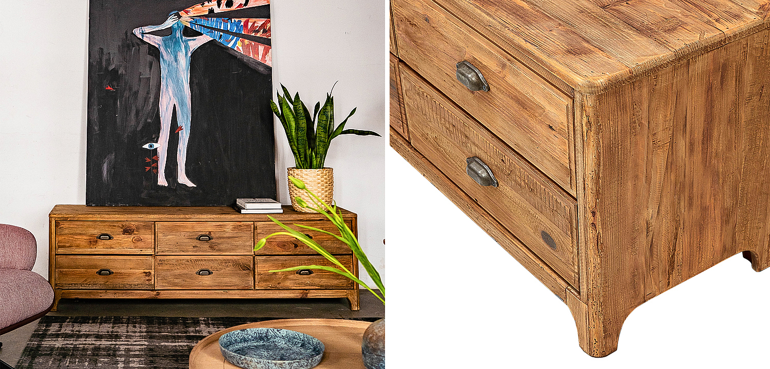 TV-тумба в стиле лофт из массива сосны Pauley Loft TV Stand TV-тумба в стиле лофт из массива сосны Pauley Loft TV Stand - Loft-Concept в Омске