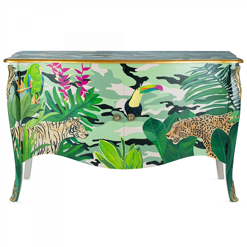 Комод L.XV DRESSER Flowers Jungle Серебряный Зеленый в Омске | Loft Concept 