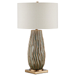 Настольная лампа с фактурным корпусом и тканевым абажуром Smooth Peaks варинант исполнения - 3 | Loft Concept в Омске