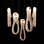 Подвесной светильник белого цвета с 6-ю изогнутыми плафонами Flow Loop варинант исполнения - 7 | Loft Concept в Омске