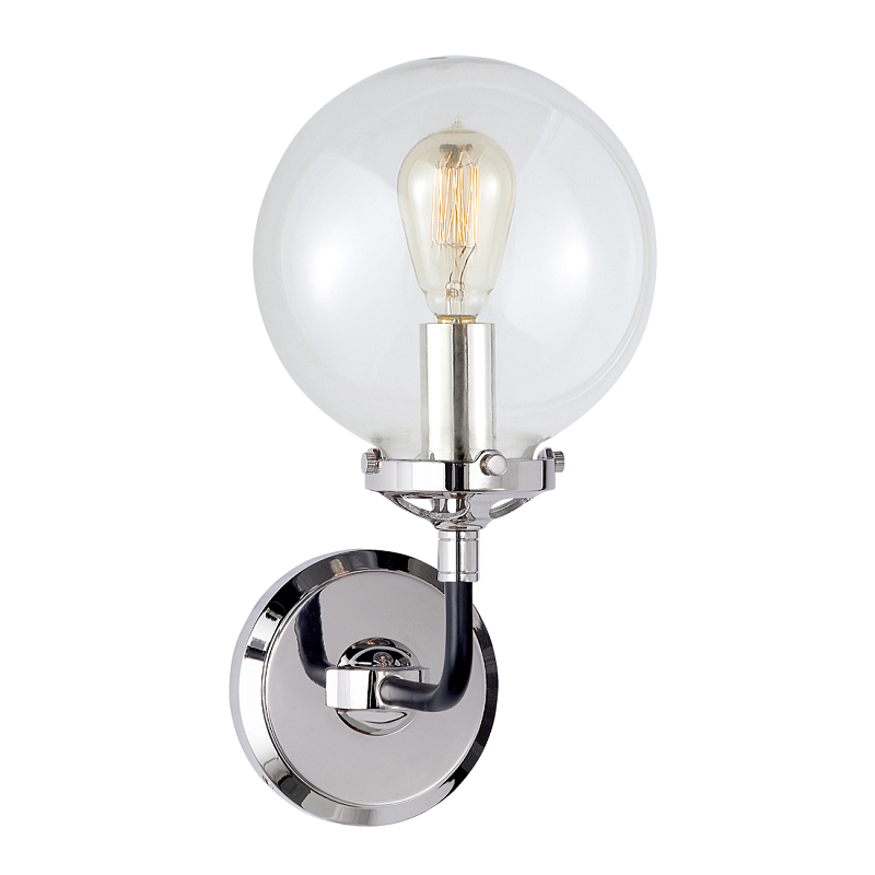 Бра Бистро Globe Clear Glass Single Sconce Nickel  в Омске | Loft Concept 
